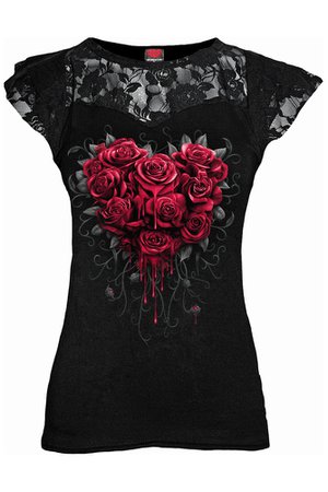 Bleeding Heart Roses Lace Layered Gothic Top by Spiral