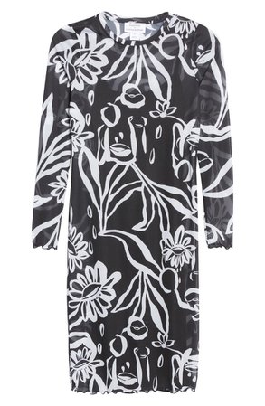 Cristina Martinez Long Sleeve Graphic Mesh Dress | Nordstrom