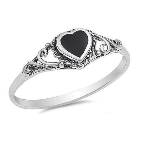 Buy the Sterling Silver Black Onyx Heart Ring | JaeBee Jewelry