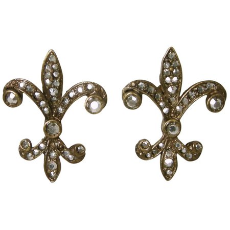 Vintage Fleur des Lis Marcasite Earrings For Sale at 1stdibs