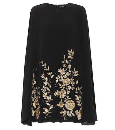 Embellished silk cape minidress