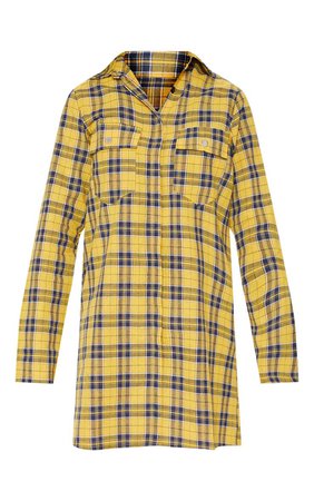Mustard Oversized Check Shirt Dress | Dresses | PrettyLittleThing