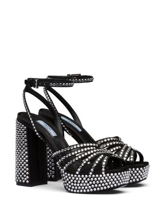 *clipped by @luci-her* black Prada crystal-embellished platform sandals