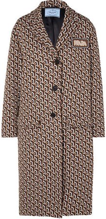 Jacquard-knit Coat - Brown