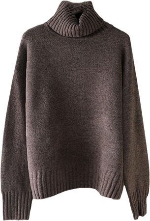 Mowaaey Autumn Winter Casual Cashmere Thick Sweater Pullovers Women Loose Turtleneck Women's Sweaters Jumper Gray at Amazon Women’s Clothing store
