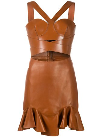 Alexander McQueen halterneck short leather dress