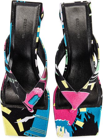 Paris Double Square Sandals in Black & Pink & Blue | FWRD
