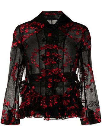 Shop black & red Simone Rocha embroidered floral jacket with Express Delivery - Farfetch