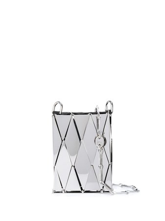 Paco Rabanne Metallic Tile Crossbody Mini Bag 19HSS0109MET063 Silver | Farfetch