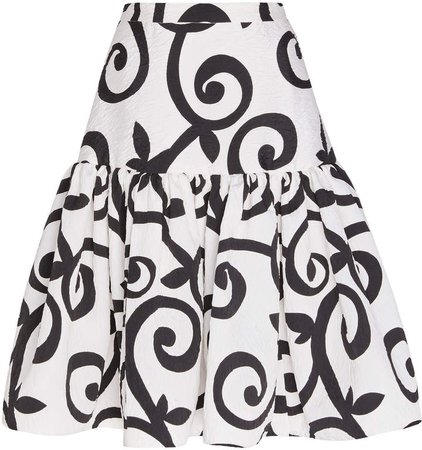 Rodarte Swirl Cloque Ruffle Skirt Size: 0