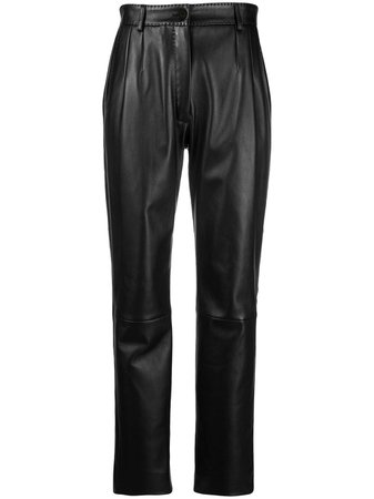 Dolce & Gabbana dart-detailing leather trousers black FTBYFLHULJ8 - Farfetch