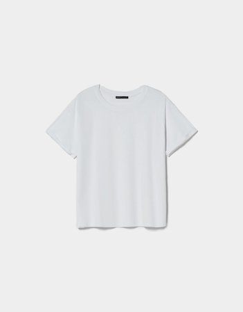 Oversize cotton short sleeve T-shirt - T-shirts - Woman | Bershka