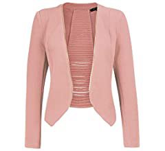 Michel Womens Classic Casual Open Front Lightweight Cardigan Blazer Jacket with Plus Size Rose Small at Amazon Women’s Clothing store