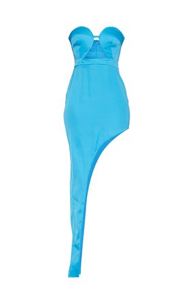 Blue Wire Detail Asymmetric Hem Midaxi Dress | PrettyLittleThing USA