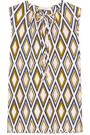 Tory Burch | Jess pussy-bow printed silk crepe de chine top