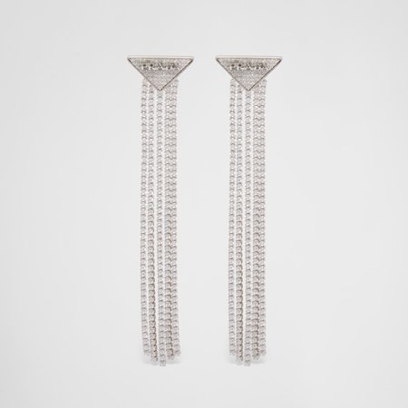 Crystal Crystal Logo Jewels zirconia earrings | Prada