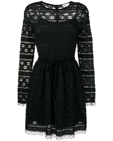 Lyst - Red Valentino Lace Insert Dress in Black