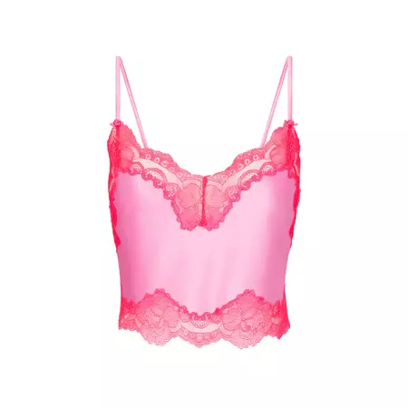 WOVEN SHINE LACE CAMI | NEON ORCHID