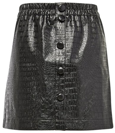 **Lola Skye Black Crocodile PU Mini Skirt