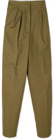 Felicia Twill Straight-leg Pants - Army green