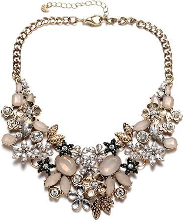Amazon.com: Fsmiling Antique Gold Statement Necklaces Chunky Flower Bib Necklace Crystal Cocktail Necklace for Women : Clothing, Shoes & Jewelry