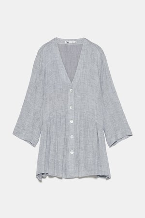 BLOUSE WITH BUTTONS - NEW IN-WOMAN | ZARA United States gray
