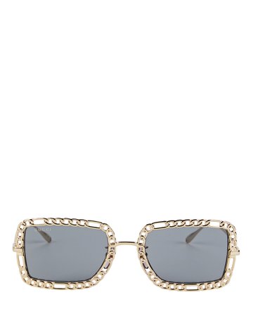 Gucci Rectangle Chain-Embellished Sunglasses | INTERMIX®