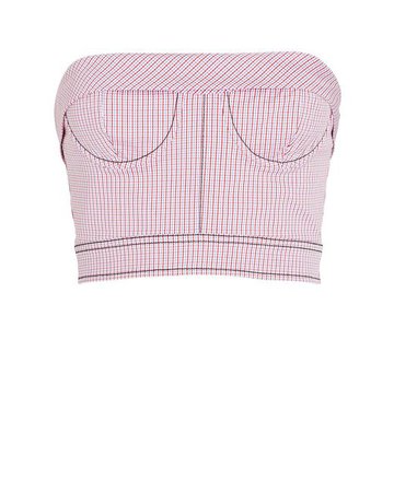 Philosophy Di Lorenzo Serafini Cotton Plaid Poplin Bustier Top in Pink - Lyst