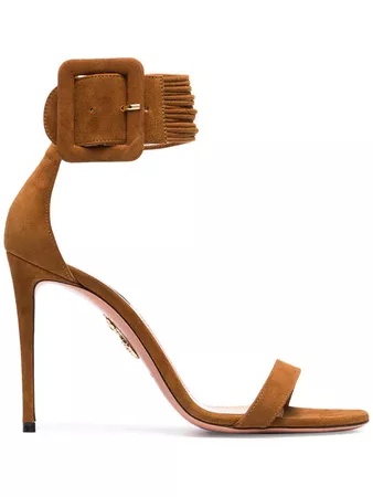 Aquazzura Brown Casablanca 110 Suede Sandals $525 - Buy SS18 Online - Fast Global Delivery, Price