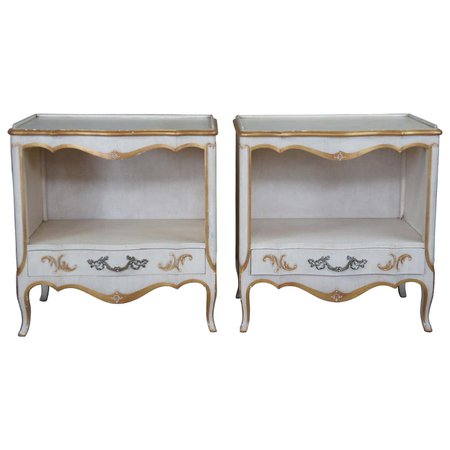 2 John Widdicomb French Provincial Nightstands Bed Side Table Italian Florentine For Sale at 1stDibs