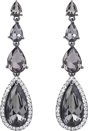 Amazon.com: BriLove Wedding Bridal Dangle Earrings for Women Elegant Multi Teardrop Long Chandelier Earrings Grey Black-Silver-Tone: Clothing, Shoes & Jewelry