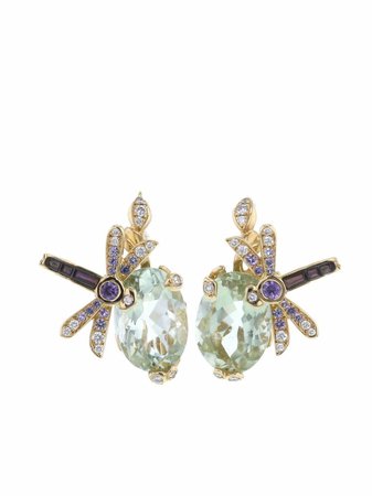 Christian Dior 2021 yellow gold Gourmande diamond, amethyst, pearl and quartz earrings - FARFETCH