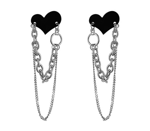 black heart chain earrings