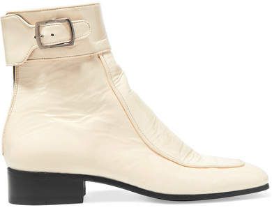 Miles Patent-leather Ankle Boots - Cream