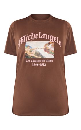 Chocolate Michel Angelo Printed Tshirt | Tops | PrettyLittleThing USA