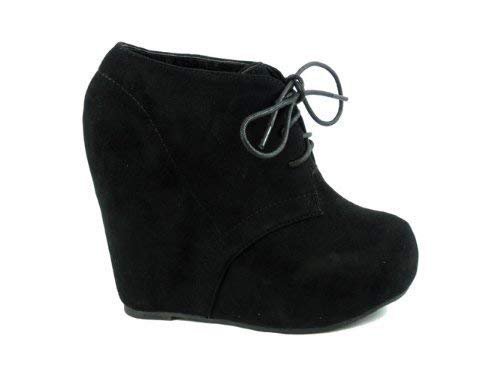 Black Laced Boot Wedges