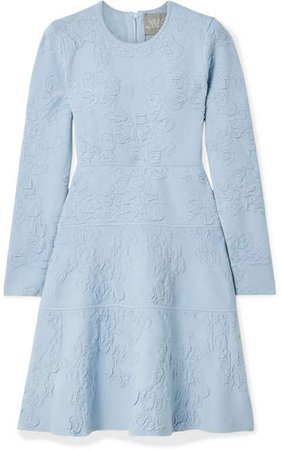 Textured-knit Dress - Sky blue