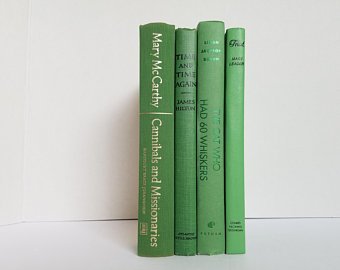 Set of 6 Dark Green Books Home or Wedding Decor Instant | Etsy