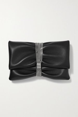 Black Daisy embellished gathered leather clutch | Jimmy Choo | NET-A-PORTER