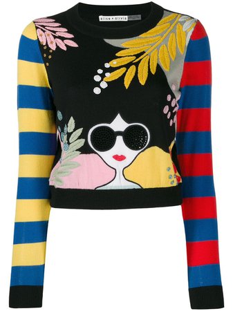 Alice+Olivia embroidered multi-panel knit top £463 - Shop Online - Fast Delivery, Free Returns