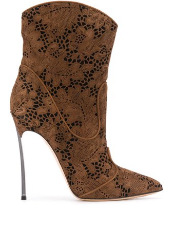 Casadei Floral Lace Ankle Boots - Farfetch