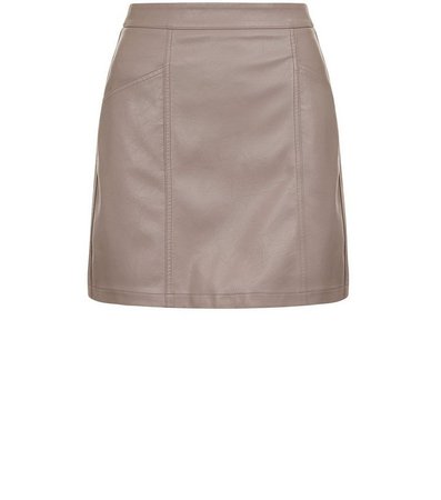 Mink Seam Trim Leather-Look Mini Skirt | New Look