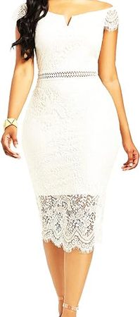 Amazon.com: Women's Elegant Floral Lace Bodycon Cocktail Lace Dress 931B (Beige, XL) : Clothing, Shoes & Jewelry