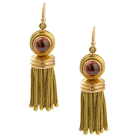 Georgian Gold and Flat Cut Garnet Earrings For Sale at 1stDibs