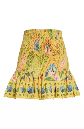 FARM Rio Summer Garden Print Smocked Cotton Skirt | Nordstrom