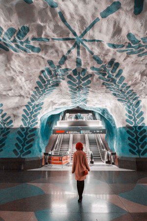 stockholm train station blue