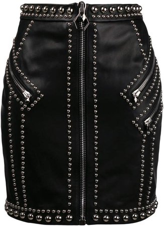 Philipp Plein silver studded fitted skirt