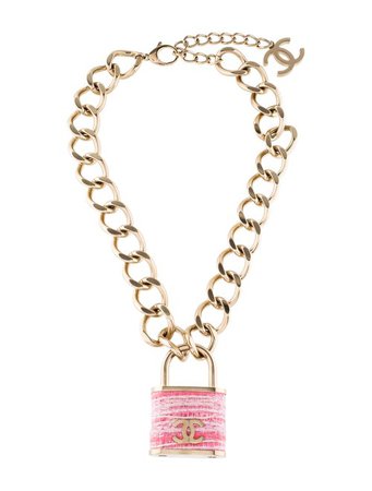 Chanel Tweed Padlock Pendant Necklace - Necklaces - CHA314240 | The RealReal