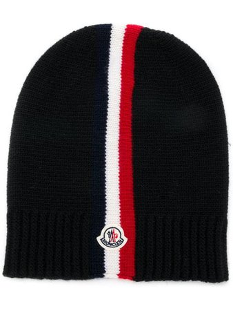 $135 Moncler Kids striped panel logo beanie - Buy Online - Fast Delivery, Price, Photo