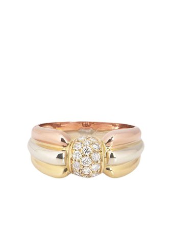 Cartier pre-owned 18kt yellow, White And Rose Gold Trinity Diamond Ring - Farfetch